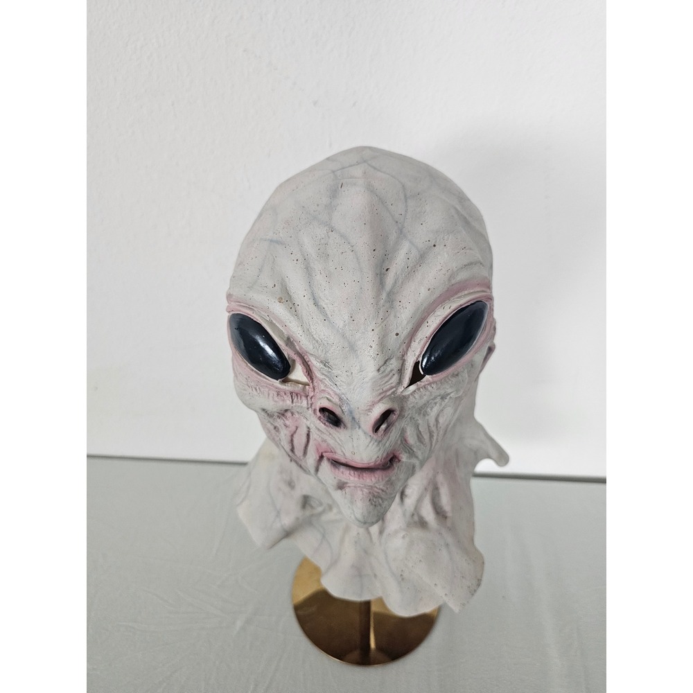 Realistic Grey Alien Full Head Latex Mask Halloween Costume Sci-Fi Prop Grey
